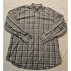 Peter Millar Long Sleeve Button Up Mens Shirt 2XL Black/Blue